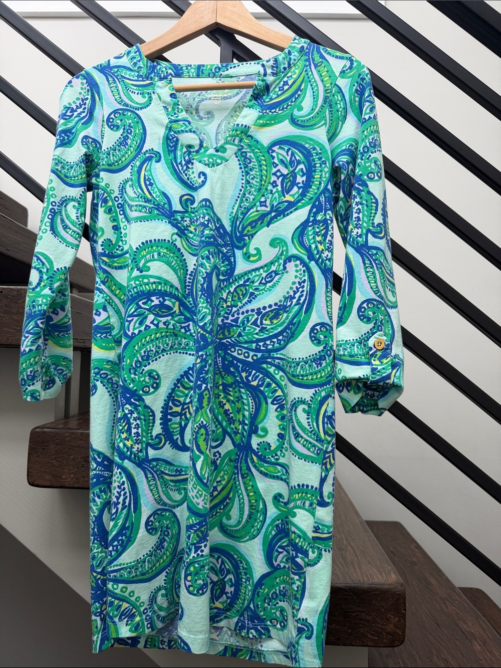 Lilly Pulitzer Dress Womens Small Blue Green Keep It Current Poolside